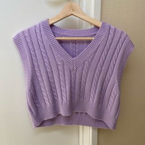 Purple Cropped Sweater Vest